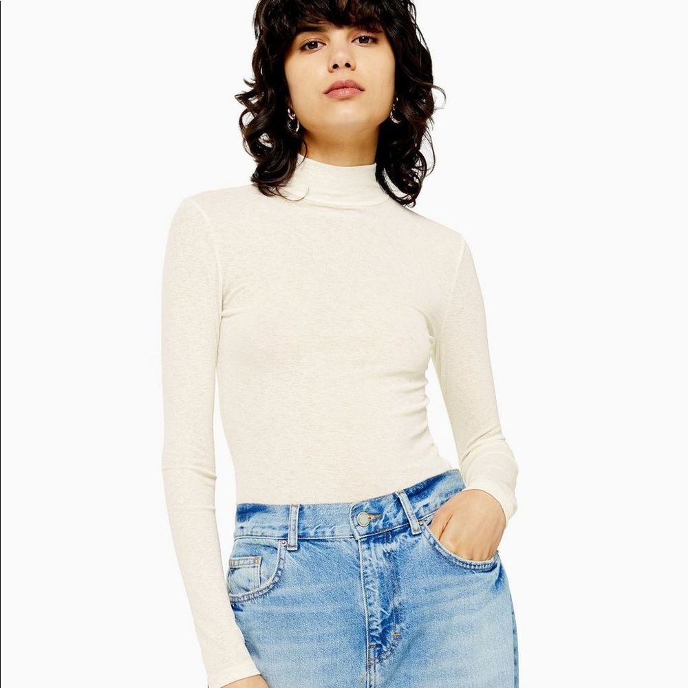 NWOT Topshop Mesh Long Sleeve Funnel Neck Top 4